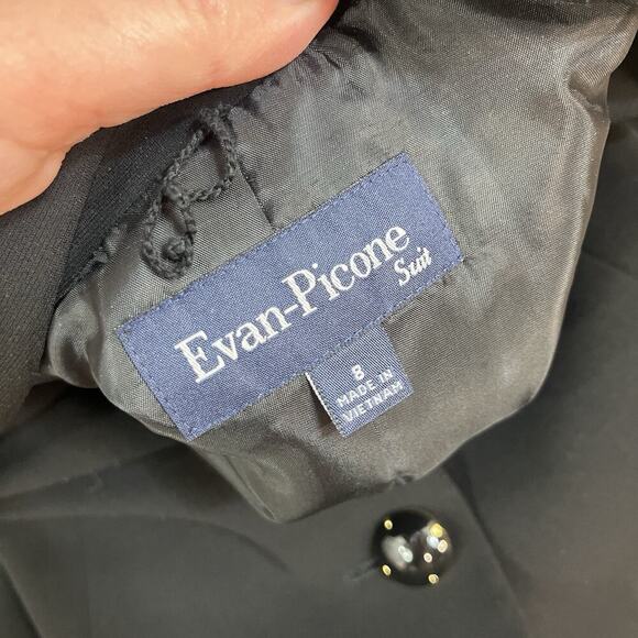 Evan Picone 3pc Skirt Suit size 8 Blazer Scarf Black Gold Equestrian Career - Picture 15 of 15